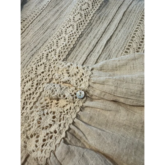Zara Cropped Blouse NWOT Ecru Size Small Crochet Lace Boho Cottagecore Romantic - Picture 7 of 7